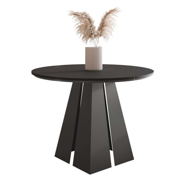 Stół rozkładany okrągły FORTE 120/196 cm - czarny molet/czarne nogi 712829