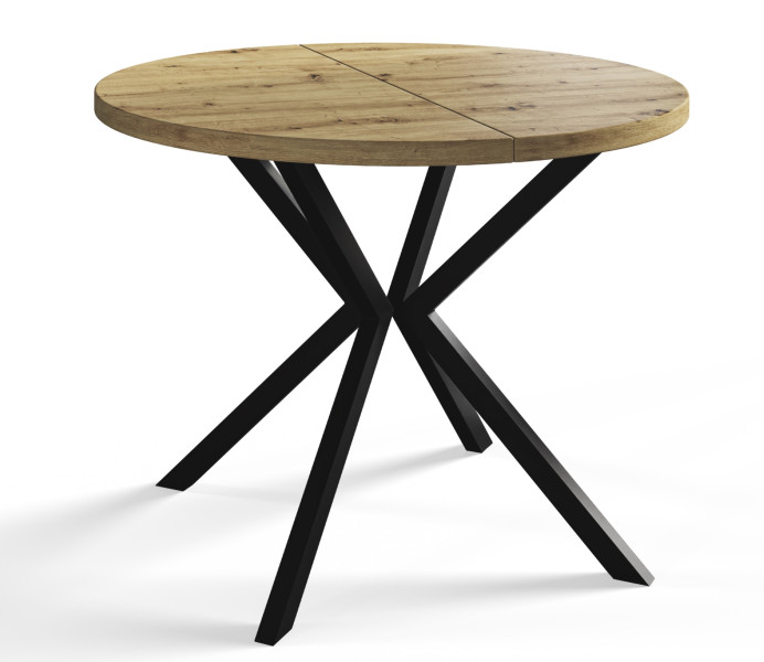 Stół rozkładany okrągły LOFT LITE 100/176 dąb Artisan/czarny 1071625