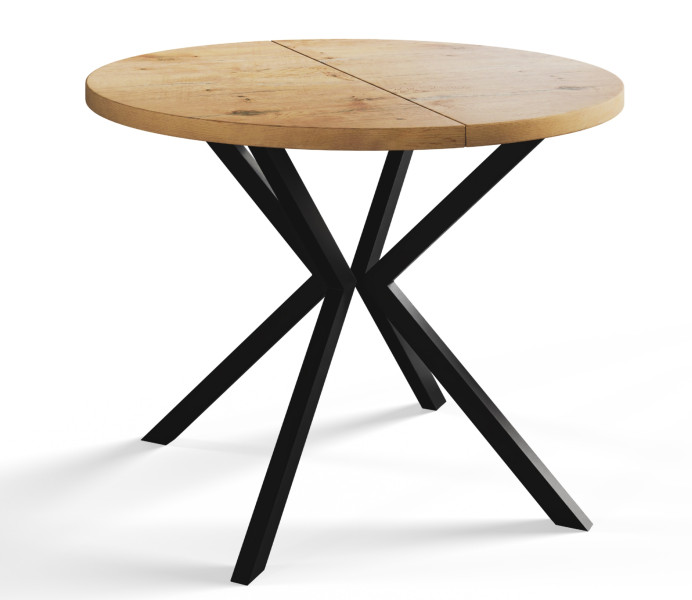 Stół rozkładany okrągły LOFT LITE 100/176 dąb Lancelot/czarny 1071544