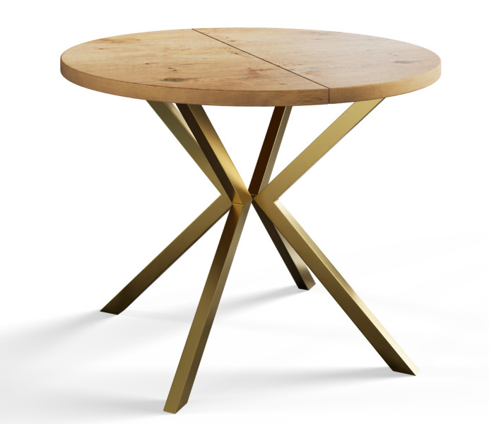Stół rozkładany okrągły LOFT LITE 100/176 dąb Lancelot/złoty 1071618