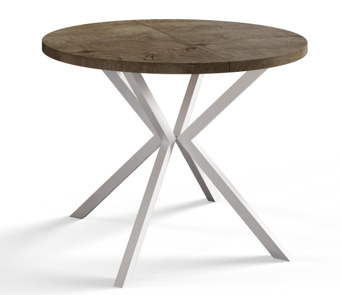 Stół rozkładany okrągły LOFT LITE 100/176 dąb Lefkas/biały 1071569