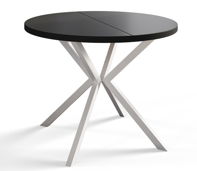 Stół rozkładany okrągły LOFT LITE 120/196 Czarny/biały 1071582