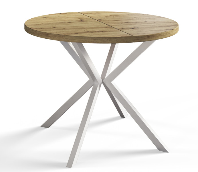 Stół rozkładany okrągły LOFT LITE 120/196 dąb Artisan/biały 1071665