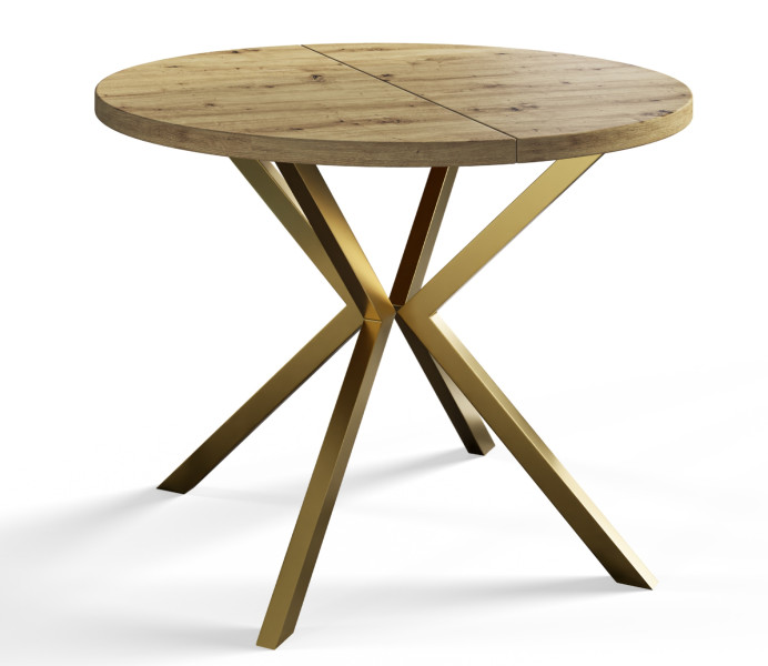 Stół rozkładany okrągły LOFT LITE 120/196 dąb Artisan/złoty 1071587