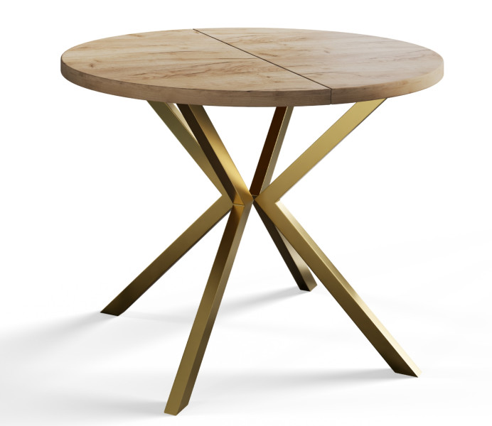 Stół rozkładany okrągły LOFT LITE 120/196 dąb Craft/złoty 1071644