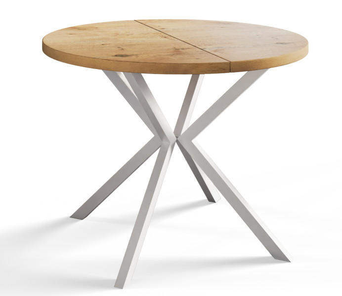 Stół rozkładany okrągły LOFT LITE 120/196 dąb Lancelot/biały 1071537