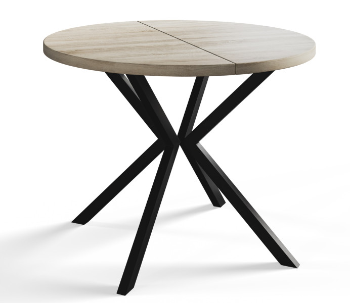 Stół rozkładany okrągły LOFT LITE 120/196 dąb Sonoma/czarny 1071647