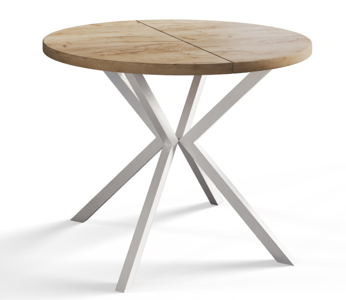 Stół rozkładany okrągły LOFT LITE 90/166 dąb Craft/biały 1071534