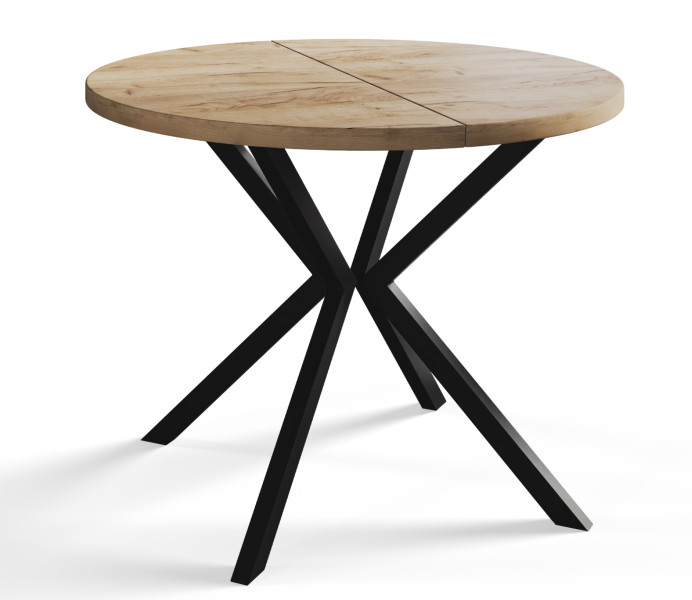 Stół rozkładany okrągły LOFT LITE 90/166 dąb Craft/czarny 1071495