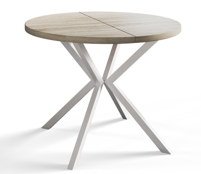 Stół rozkładany okrągły LOFT LITE 90/166 dąb Sonoma/biały 1071575