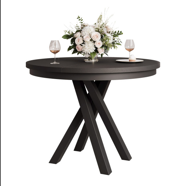 Stół rozkładany okrągły LORIEN 100/140 cm - czarny 712523