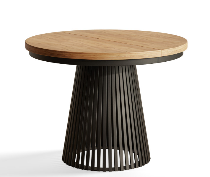 Stół rozkładany okrągły NERO 100/180x77 dąb craft/czarny 965862