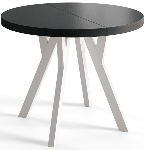 Stół rozkładany okrągły Ovo 120/220x77 czarny/biały 963277