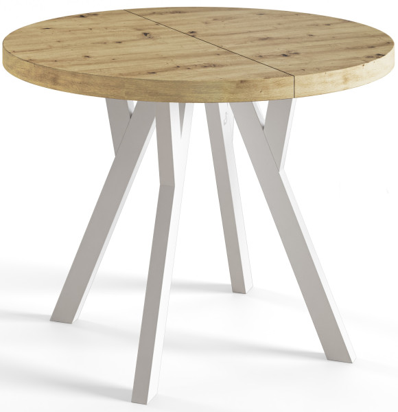 Stół rozkładany okrągły Ovo 120/220x77 dąb artisan/biały 963236