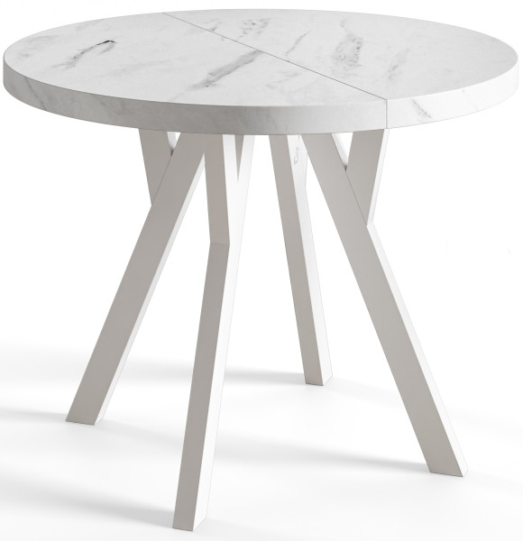 Stół rozkładany okrągły Ovo 80/130x77 marmur/biały 963213