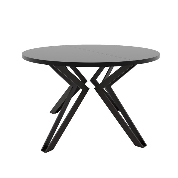 Stół rozkładany okrągły RAMIRO 100176 cm - czarny molet/czarne nogi 712769