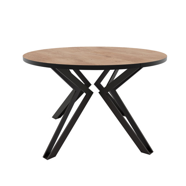 Stół rozkładany okrągły RAMIRO 100176 cm - dąb lefkas/czarne nogi 712549