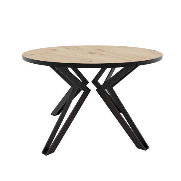 Stół rozkładany okrągły RAMIRO 120/196 cm - dąb artisan/czarne nogi 712690