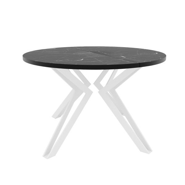 Stół rozkładany okrągły RAMIRO 120/196 cm - grigia pietra/białe nogi 712798