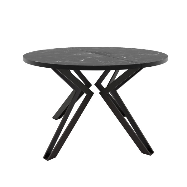 Stół rozkładany okrągły RAMIRO 120/196 cm - grigia pietra/czarne nogi 712837