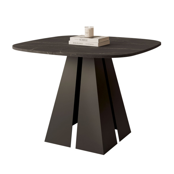 Stół rozkładany owalny ZELO 100/176 cm - grigia pietra/czarne nogi 712497