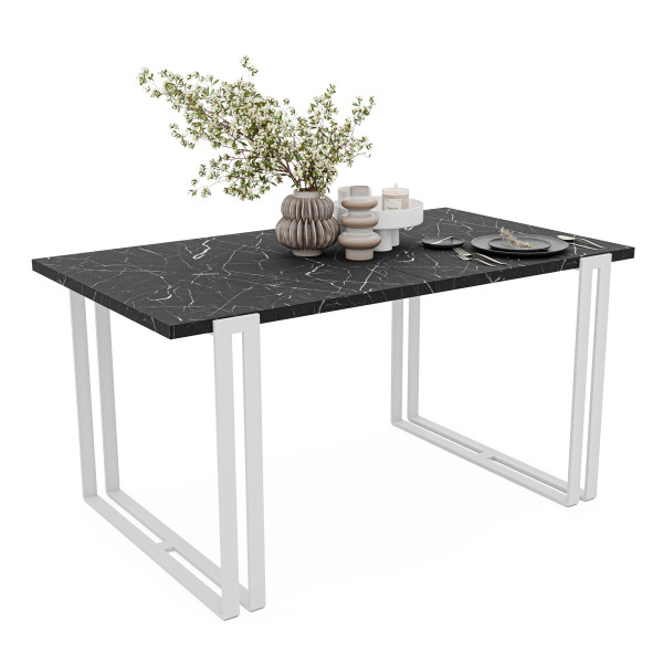Stół rozkładany prostokątny HOLTE 120/220 cm - grigia pietra/białe nogi 712699