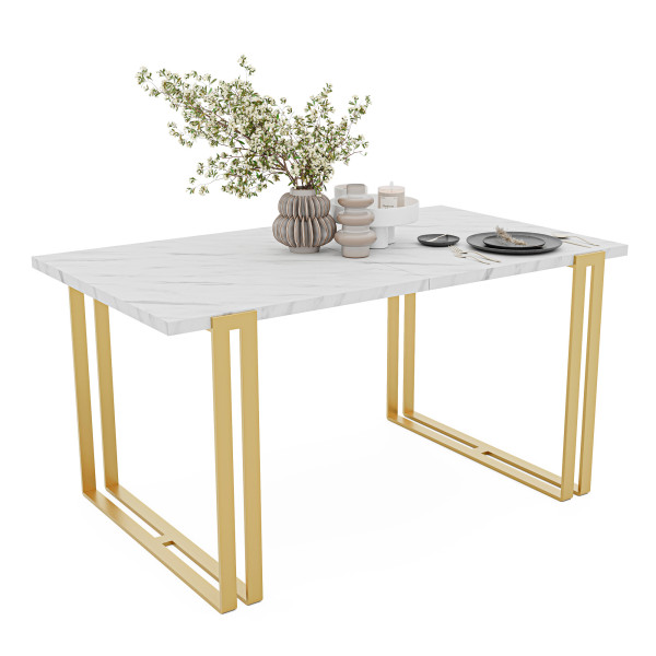Stół rozkładany prostokątny HOLTE 120/220 cm - marmur bianco/złote nogi 712454