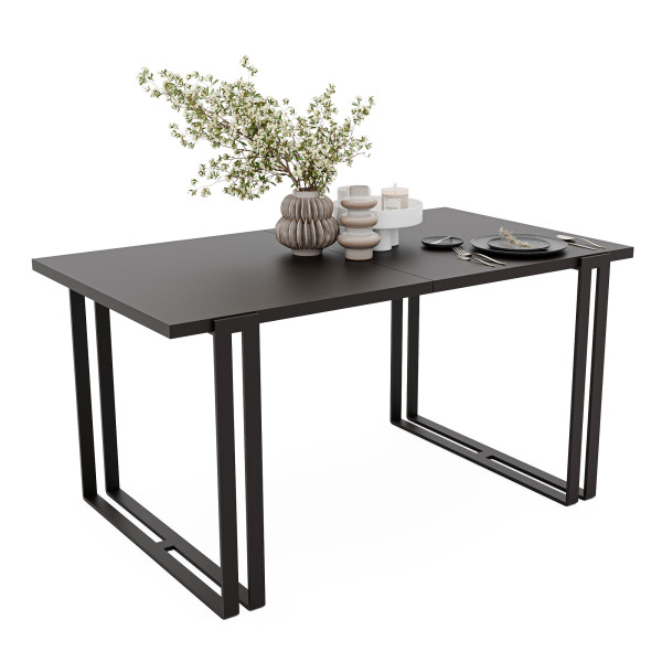 Stół rozkładany prostokątny HOLTE 140/240 cm - czarny molet/czarne nogi 712527