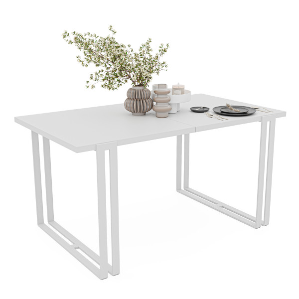 Stół rozkładany prostokątny HOLTE 160/260 cm - biel arktyczna/białe nogi 712426