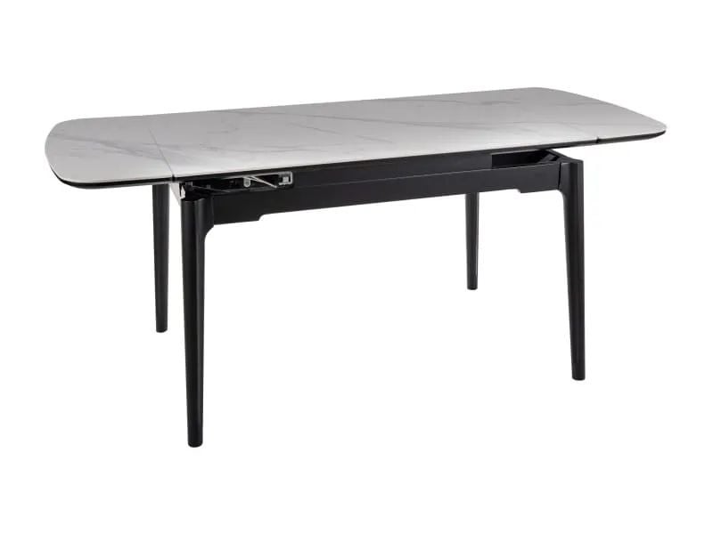 Stół rozkładany SENTO 120(180)x80 cm biały marmur/ czarny 845544