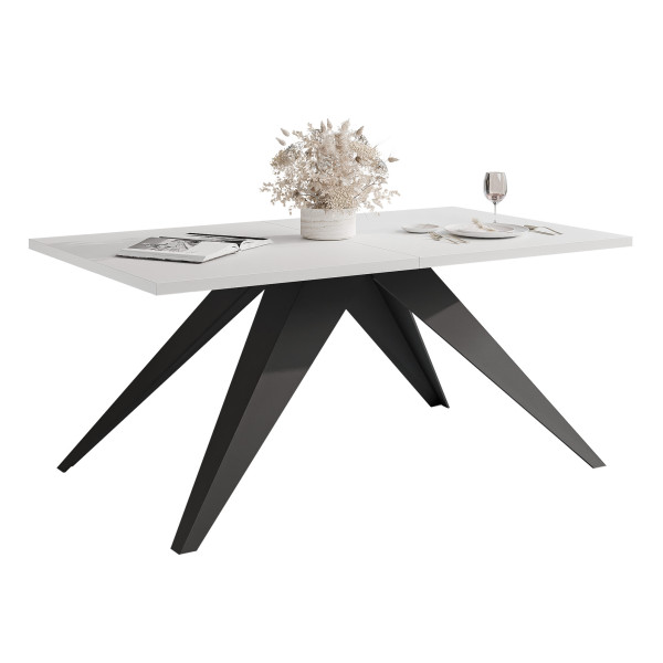 Stół rozkładany XANDRO 140/240 cm - biel arktyczna/czarne nogi 712807