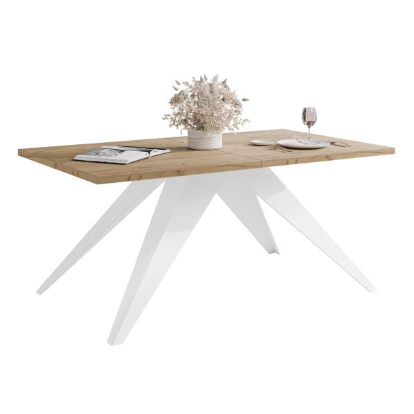 Stół rozkładany XANDRO 160/260 cm - dąb kraft/białe nogi 712586