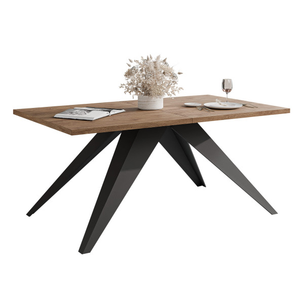 Stół rozkładany XANDRO 160/260 cm - dąb lefkas/czarne nogi 712767