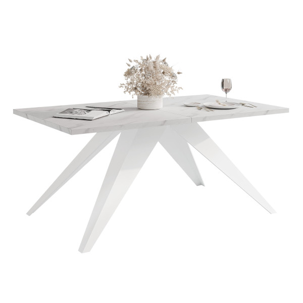 Stół rozkładany XANDRO 160/260 cm - marmur bianco/białe nogi 712648