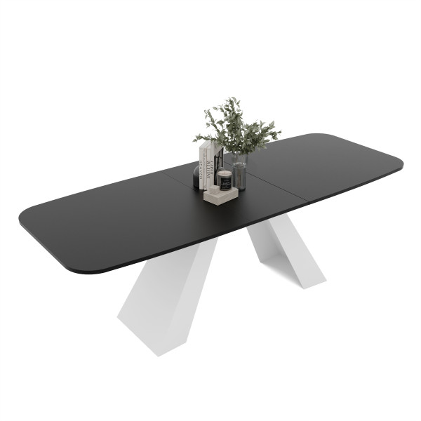Stół rozkładany ZENITH 160/198 cm - czarny molet/białe nogi 712456