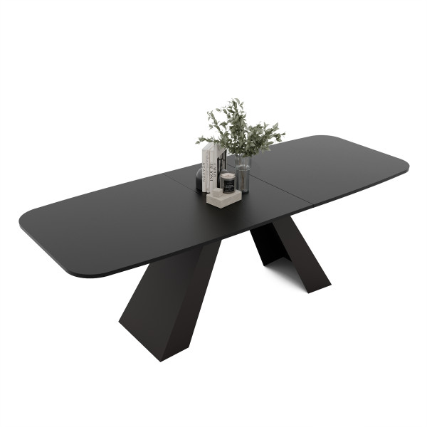 Stół rozkładany ZENITH 160/198 cm - czarny molet/czarne nogi 712614