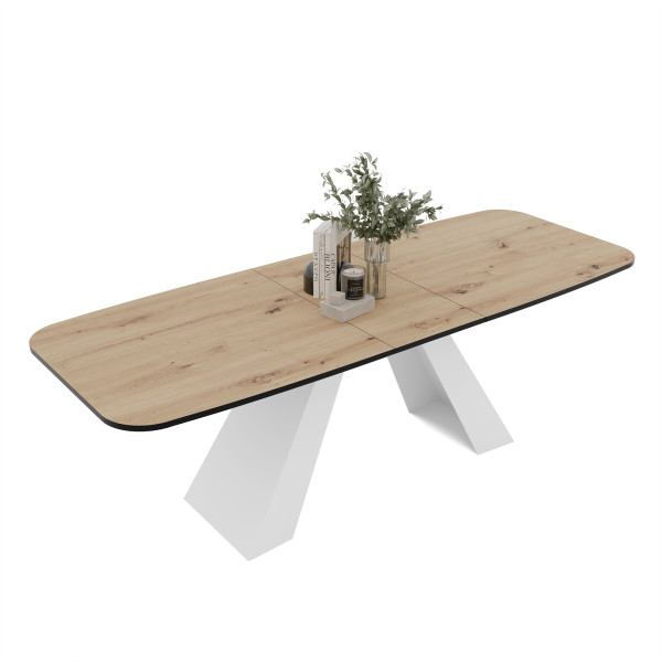 Stół rozkładany ZENITH 160/198 cm - dąb artisan/białe nogi 712468