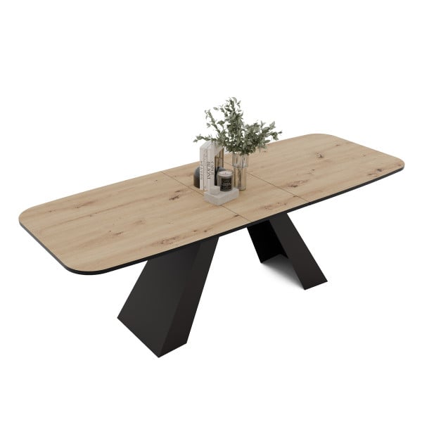 Stół rozkładany ZENITH 180/218 cm - dąb artisan/czarne nogi 712816