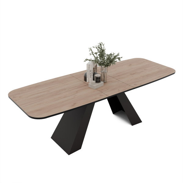 Stół rozkładany ZENITH 180/218 cm - dąb craft/czarne nogi 712577