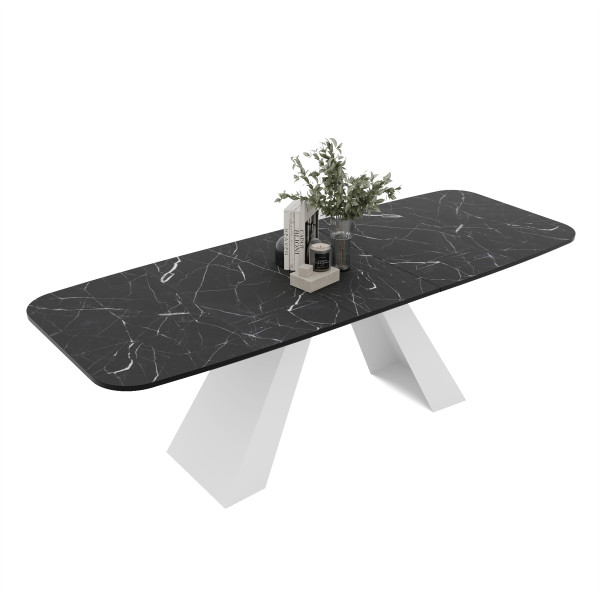 Stół rozkładany ZENITH 180/218 cm - grigia pietra/białe nogi 712810