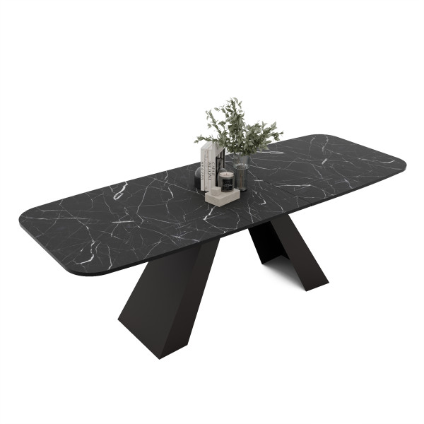 Stół rozkładany ZENITH 180/218 cm - grigia pietra/czarne nogi 712501
