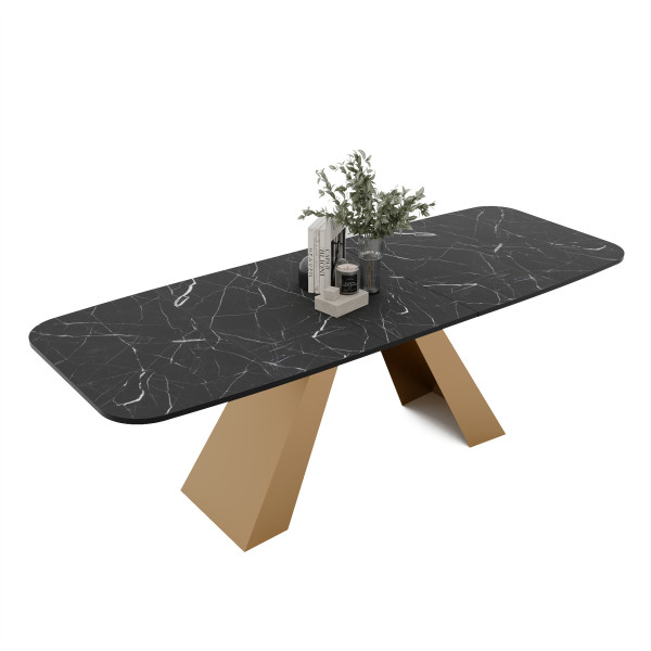 Stół rozkładany ZENITH 180/218 cm - grigia pietra/złote nogi 712441
