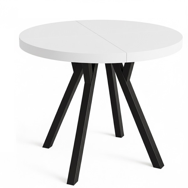 Stół rozsuwany okrągły 80/180cm blat 3,6cm Metal Biały 1020046
