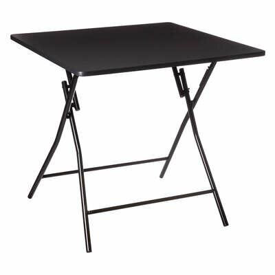 STÓŁ SKŁADANY czarny DLA 4 OSÓB blat z płyty MDF metal 285076