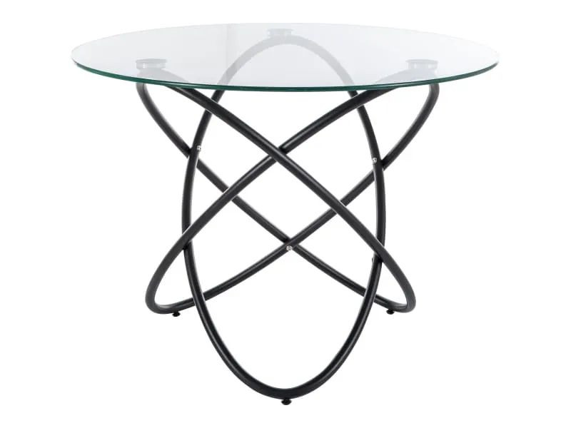 Stół szklany ORBIT 100x100 okrągły transparentny/ czarny 840071