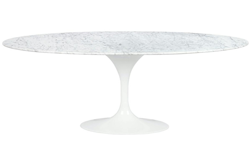 Stół TULIP ELLIPSE MARBLE CARRARA biały - blat owalny 160717