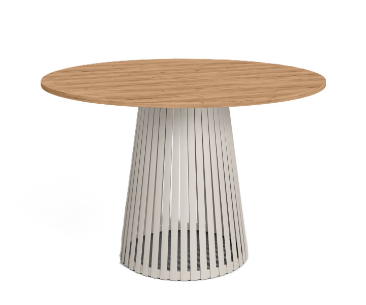 Stół VIV okrągły z lamelami, blat 110 cm dąb craft złoty -podstawa kaszmir 736694