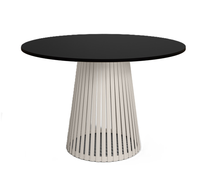 Stół VIV okrągły z lamelami do salonu, blat 75 cm czarny -podstawa kaszmir 736708