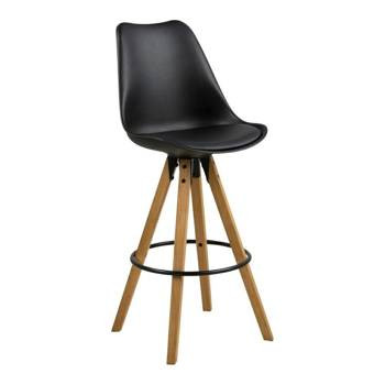 Stołek barowy Dima czarny wood z drewnianymi nogami 100393