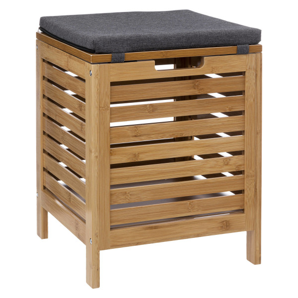 Stołek łazienkowy BAMBOO z koszem na pranie, 2w1 89468